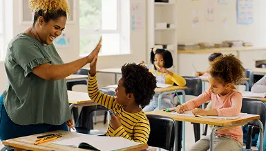 Teacher with student